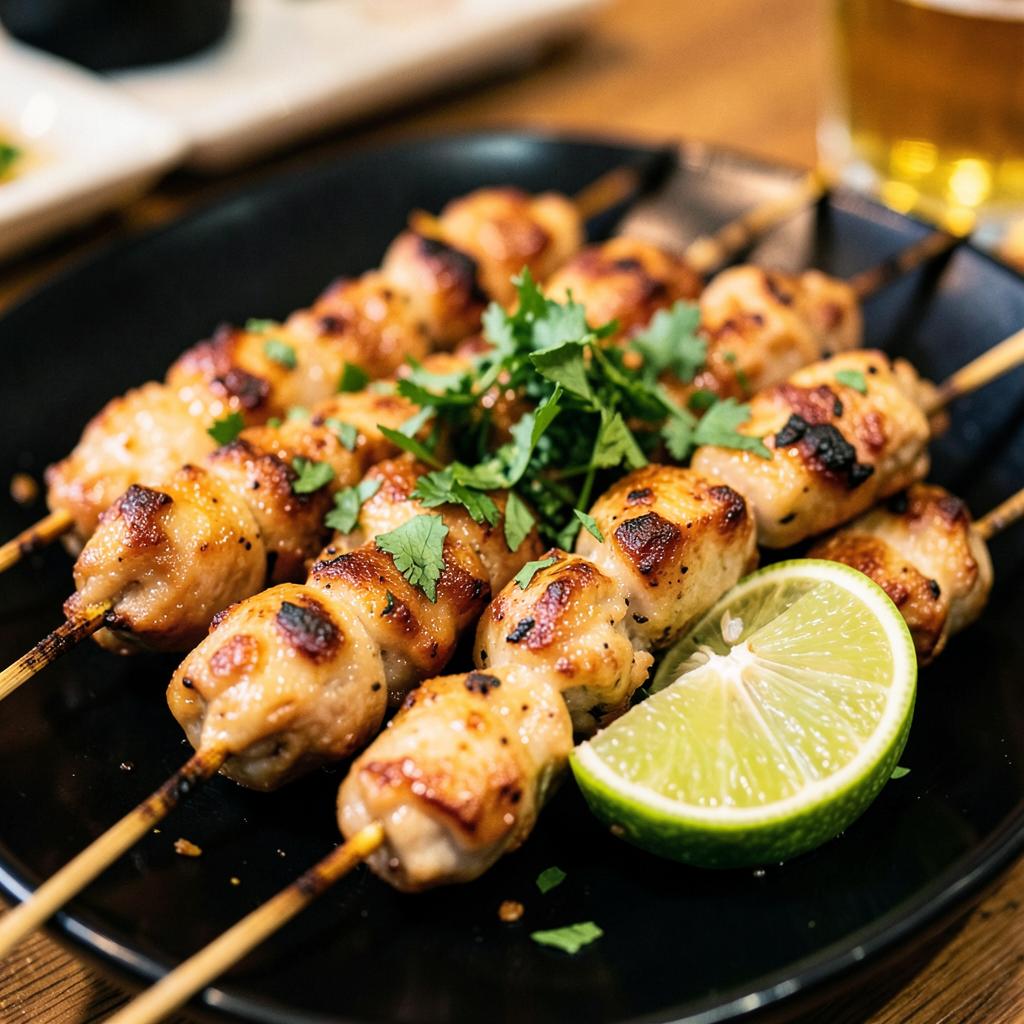 Chicken tikka skewers with fresh herbs